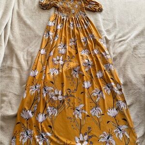 Floral Maxi Dress in Mustard and White
